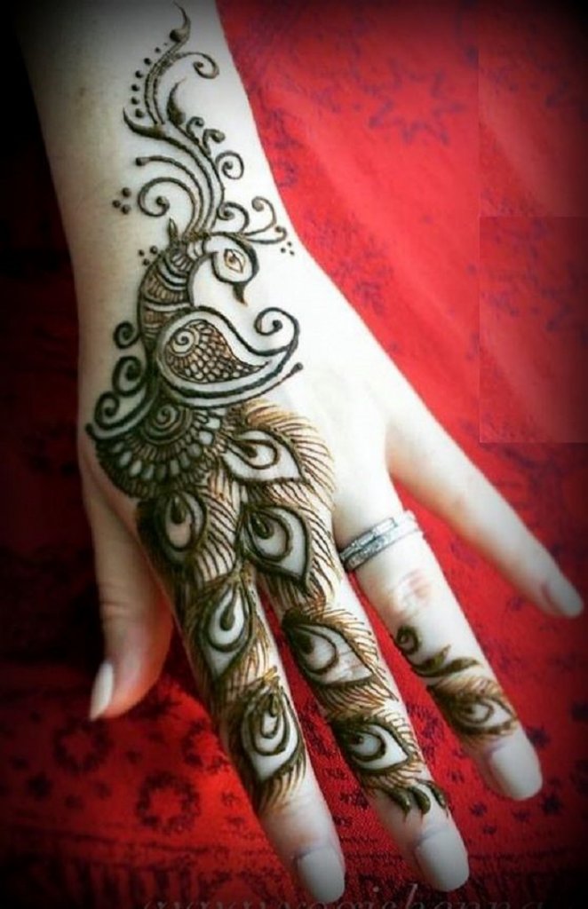 peacock design - finger mehendi designs