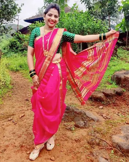 pink saree - nauvari sarees