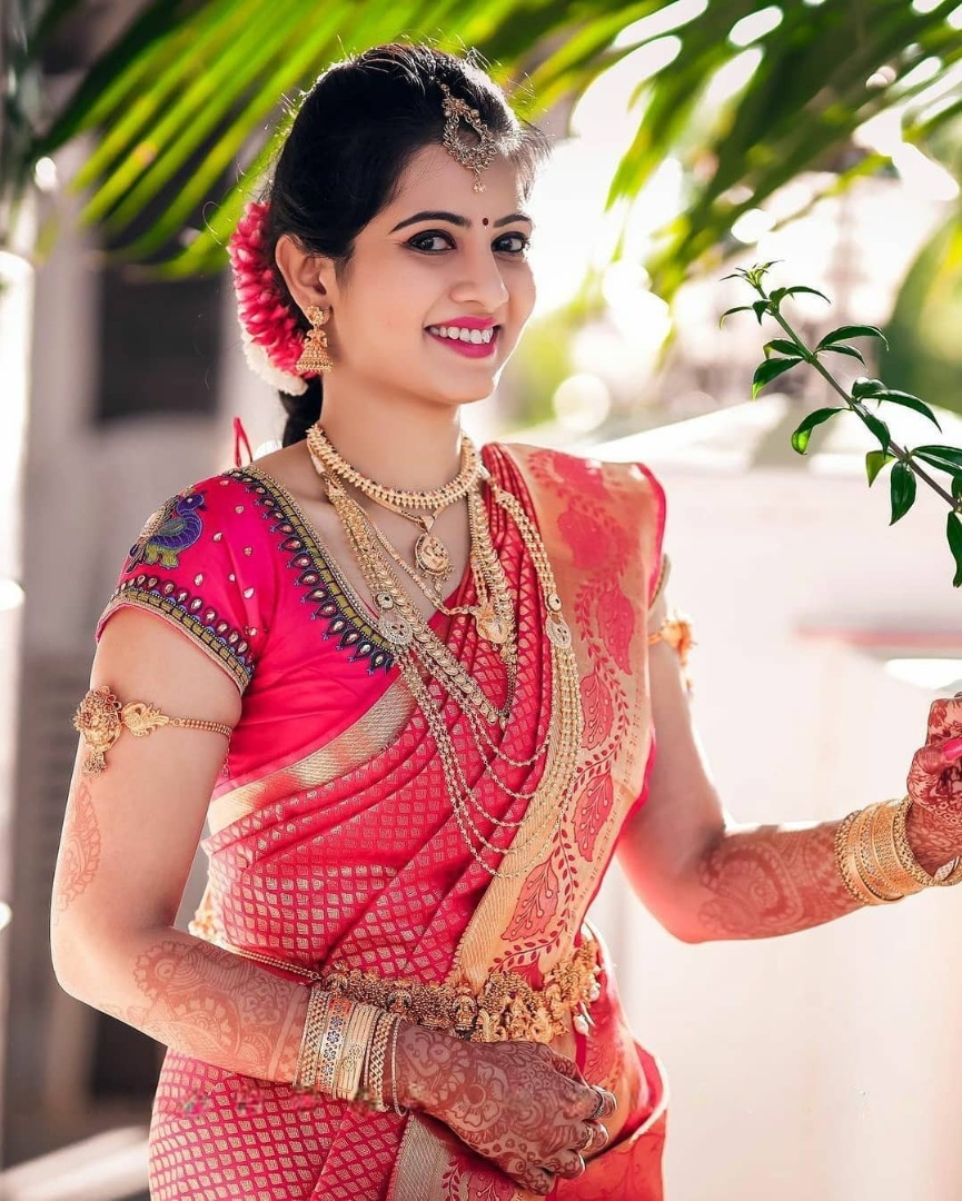 Front South Indian Bridal Hairstyle - front puff