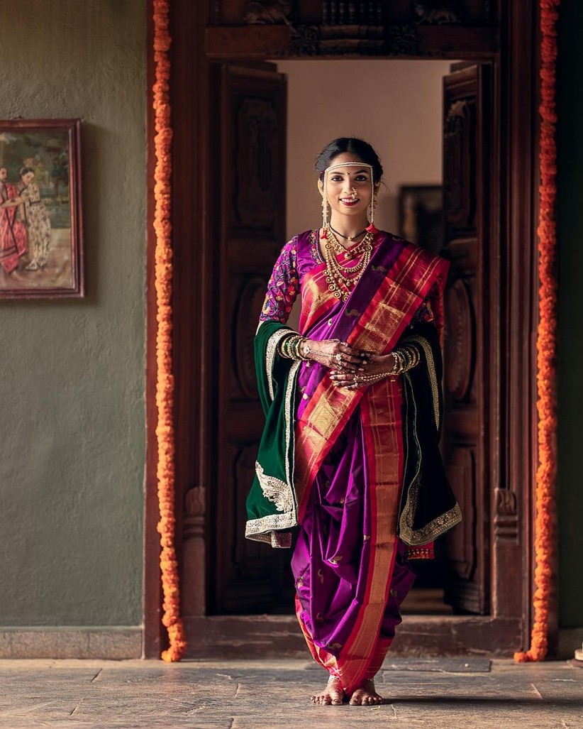 purple nauvari - nauvari sarees