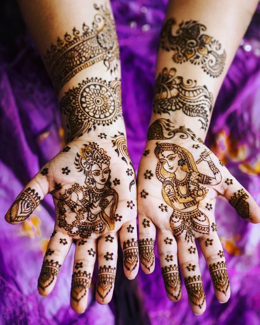 radha krishna design - full hand mehendi designs