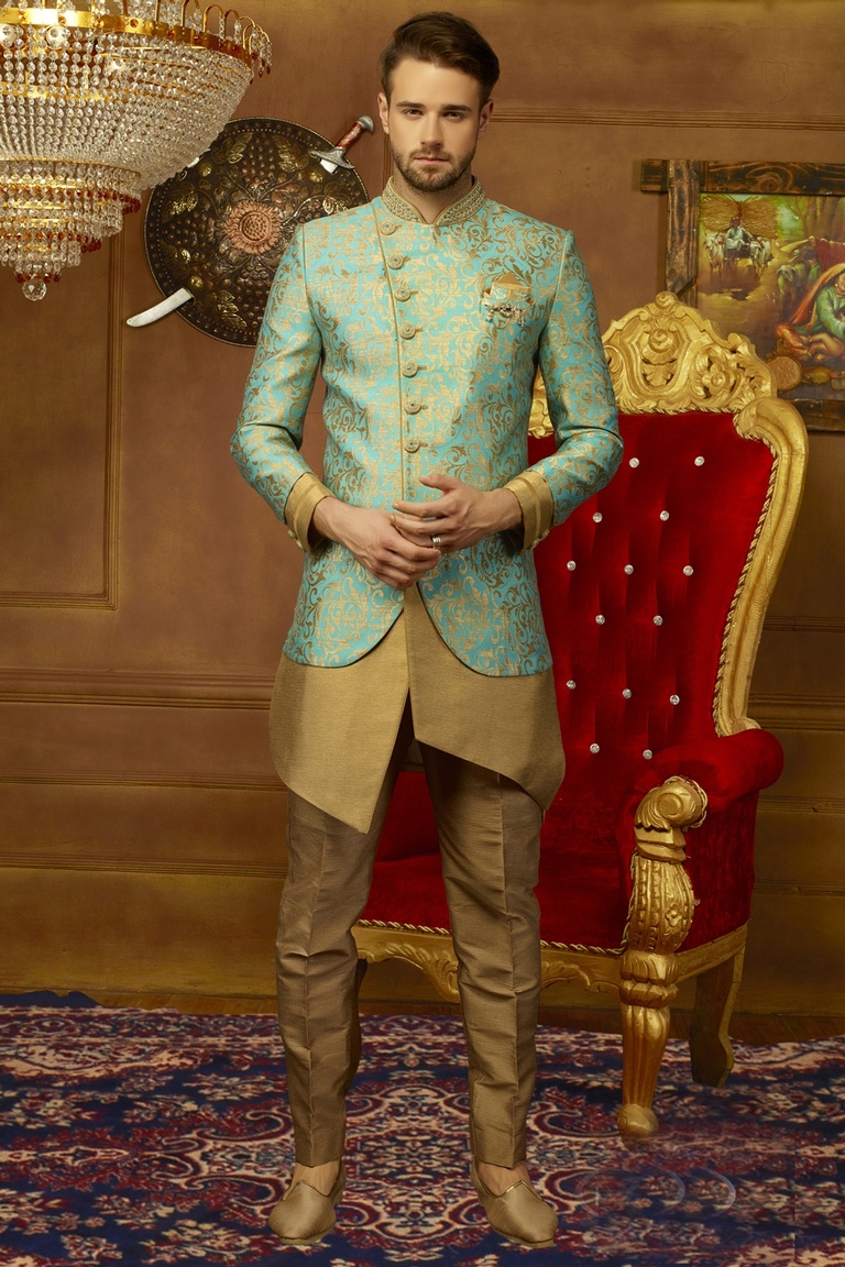 rajwadi koti with asymmetrical sherwani