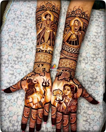 shiv shakti - full hand mehendi designs