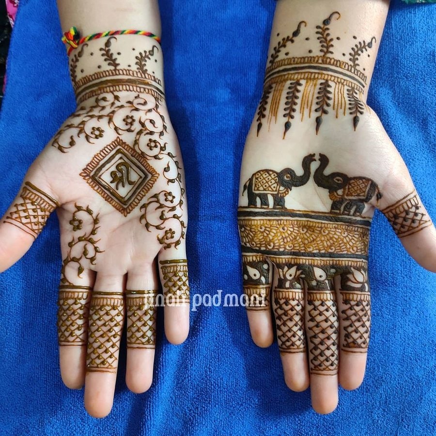 shree engraved elephant mehndi design