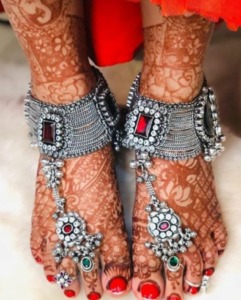 silver bridal payal design