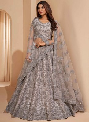 silver grey Lehenga Set By Ricco India