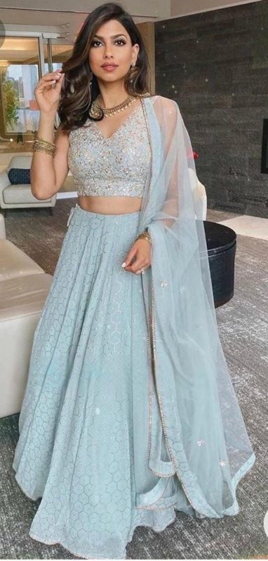 Latest Bridal Engagement Dress - sky blue lehenga