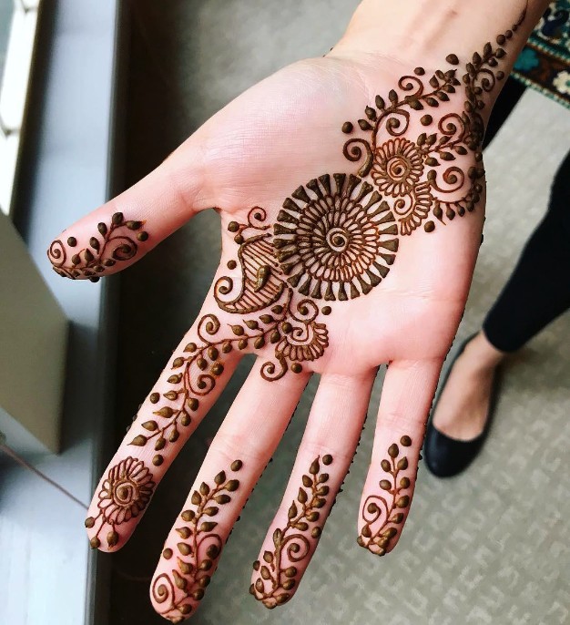 Small Mehndi Design - small leaves