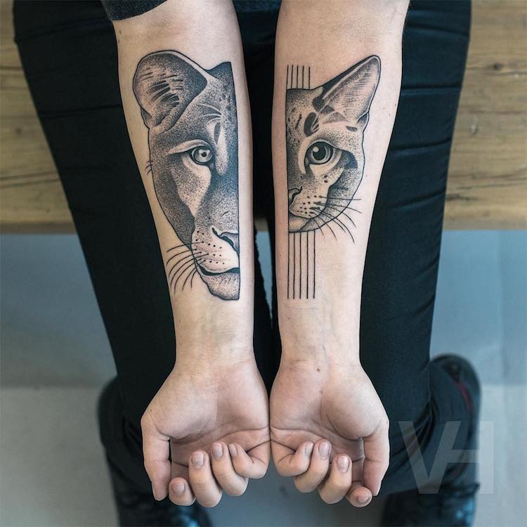 split faces tattoo design