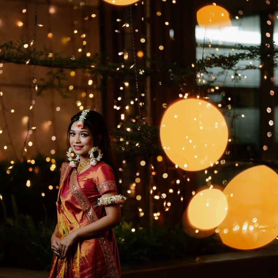 Mehndi Decoration at Home - fairy lights