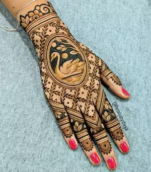 swan figurine finger mehndi design