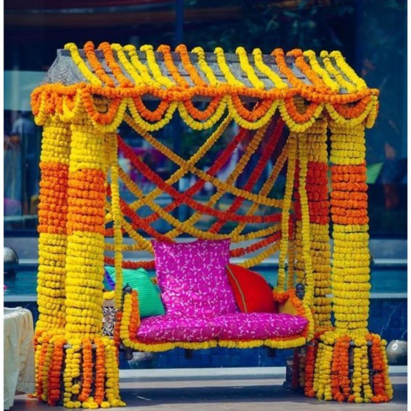 swing decor - low cost simple haldi decoration at home