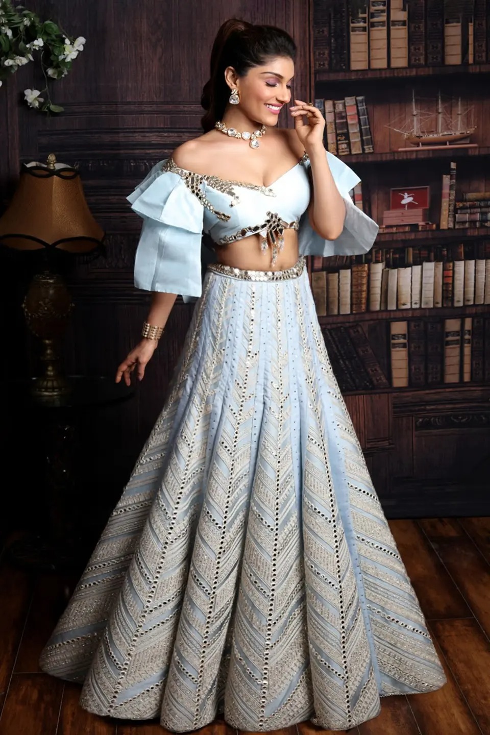 taffeta blouse - lehenga blouse designs