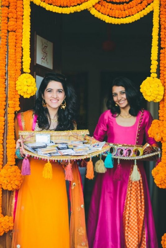 tassel trays - low cost simple haldi decoration at home