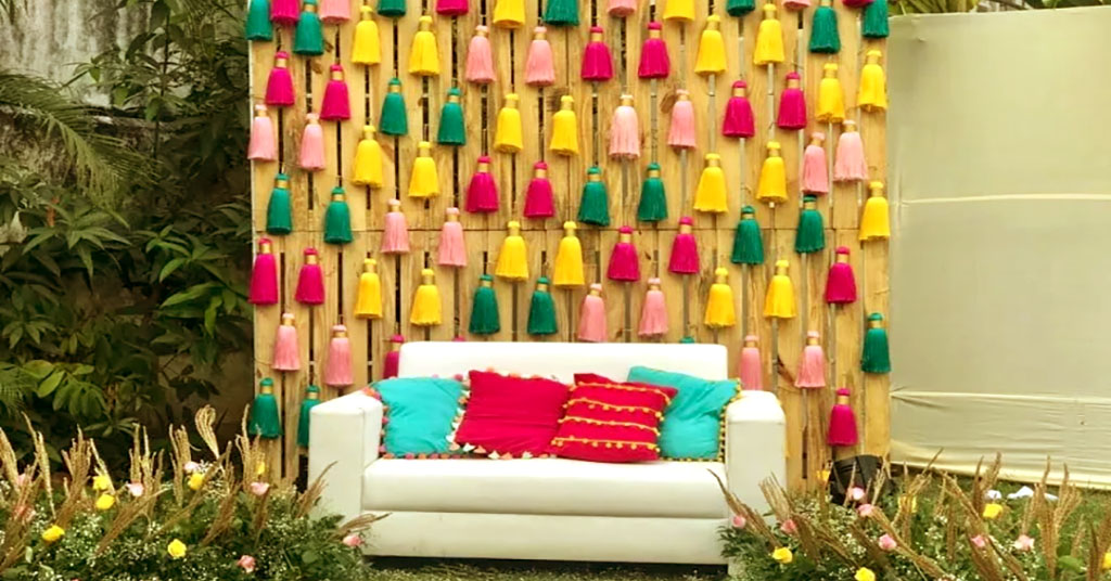 tassels backdrop for haldi decoration