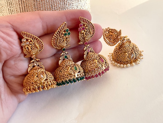 temple jhumka bridal jewellery designs