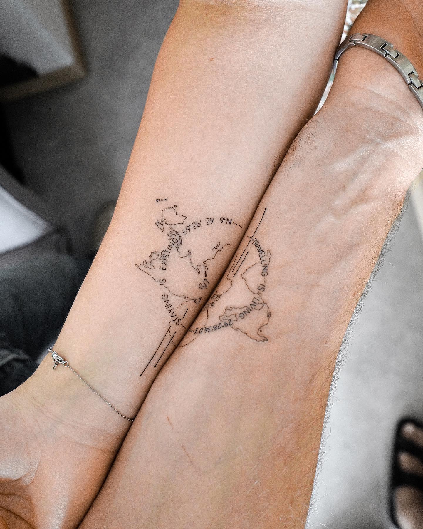 you and me make the world tattoo for couples