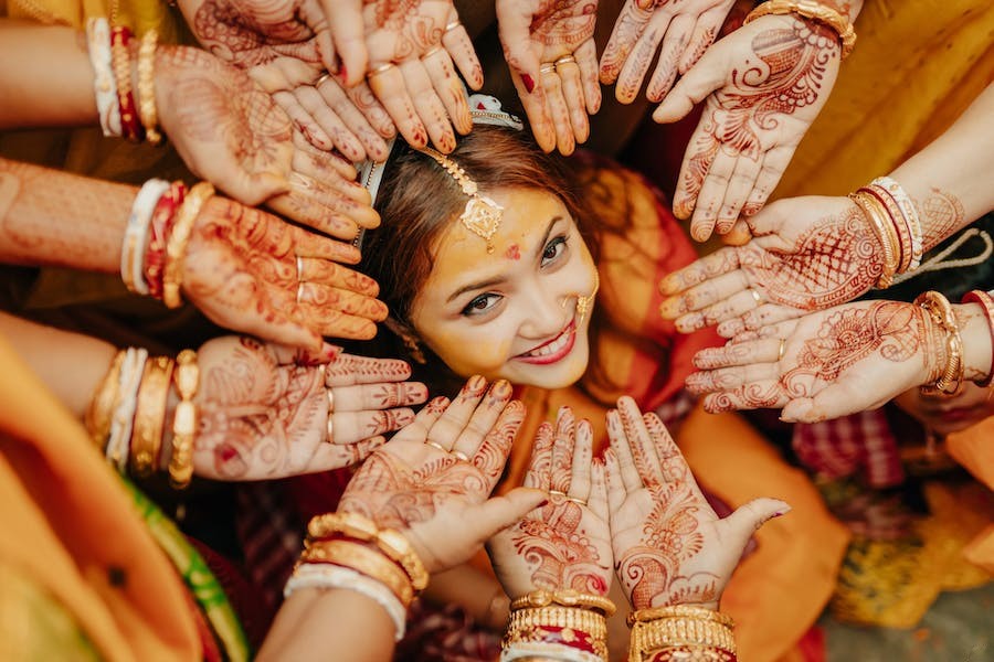 top angle pose - haldi poses for bride