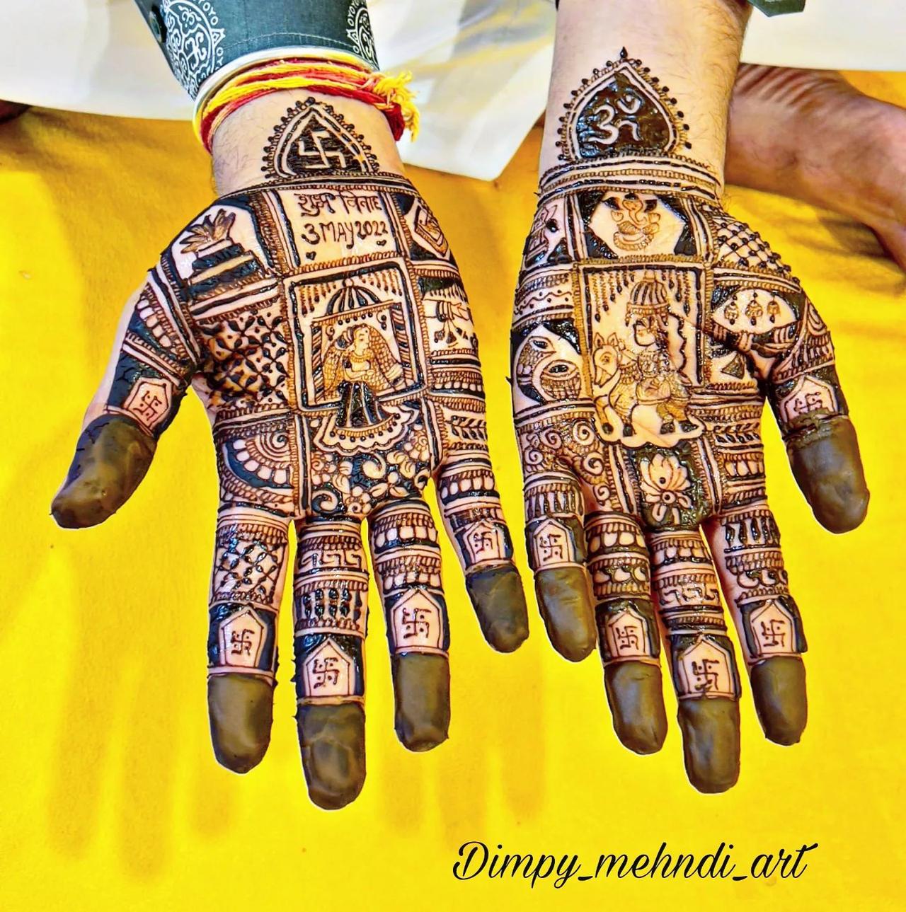 traditional style groom mehndi designs