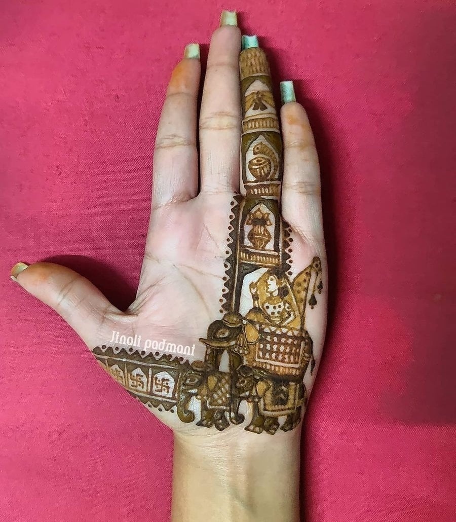 traditional symbols used for elephant mehndi design