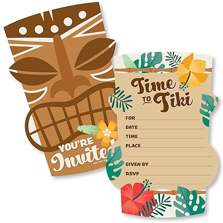 tropical luau shaped invitaiton card for hawaiian theme party