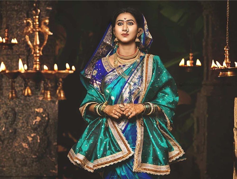 turquoise green - nauvari sarees