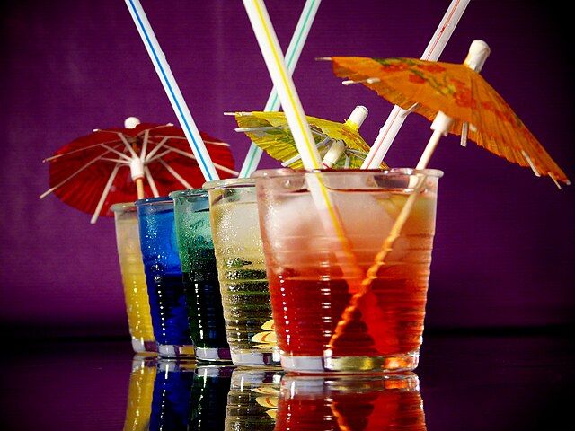 umbrellas and straws for cocktails