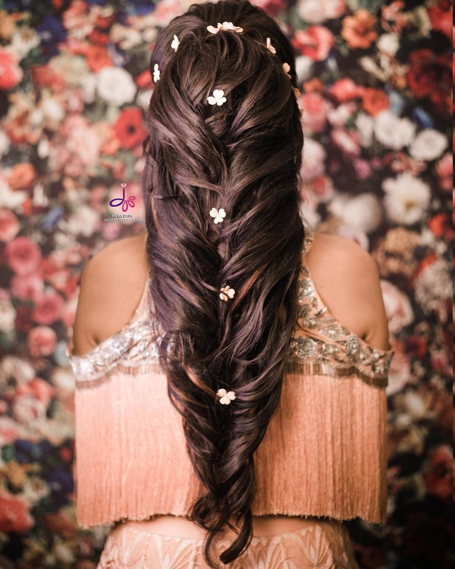 waterfall braid with flowers