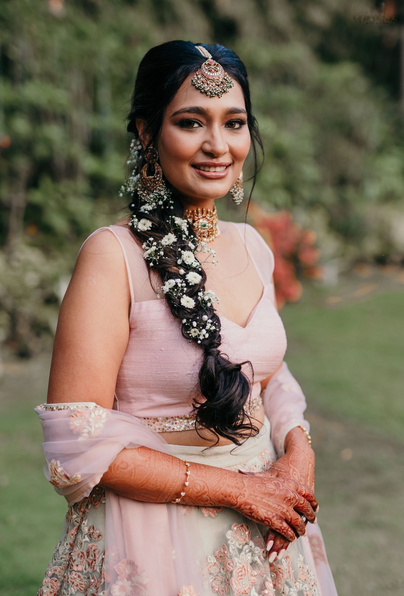 white floral braid - bridal hairstyles