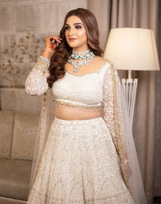 Latest Bridal Engagement Dress - white lehenga