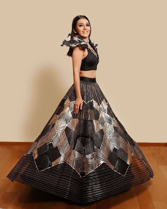 Latest Bridal Engagement Dress - winged lehenga