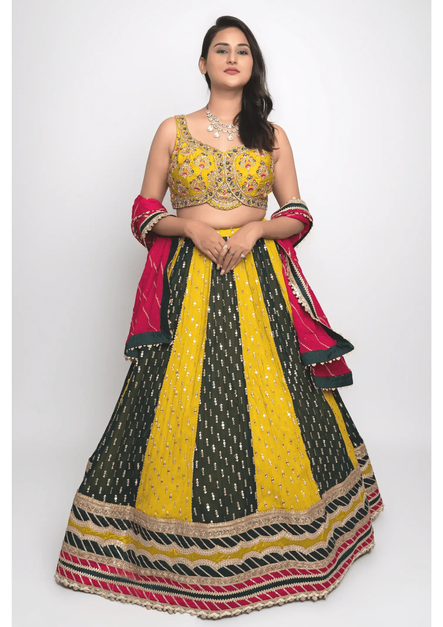 Haldi Dress for Bride Sister - yellow green